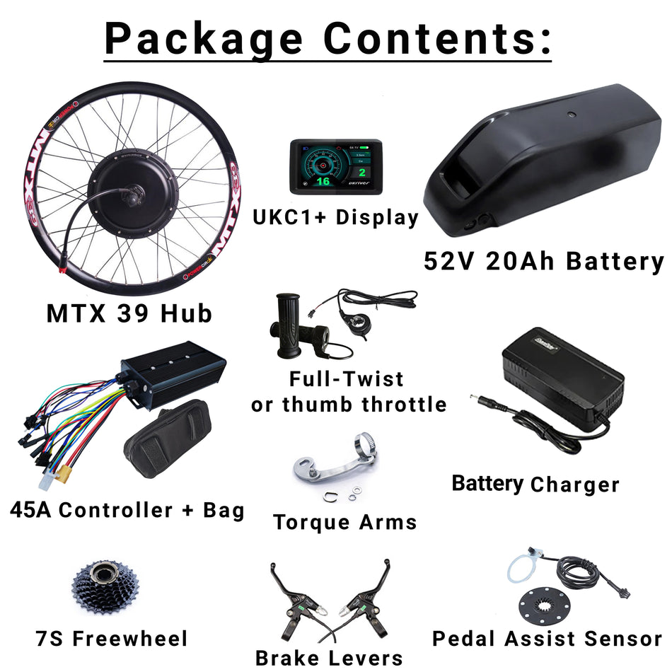 52V 2000W Full E-bike Kit with 20Ah Battery