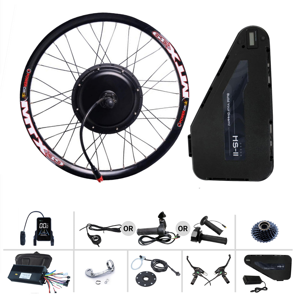 52V 2000W Full Ebike Conversion Kit with 30Ah Battery