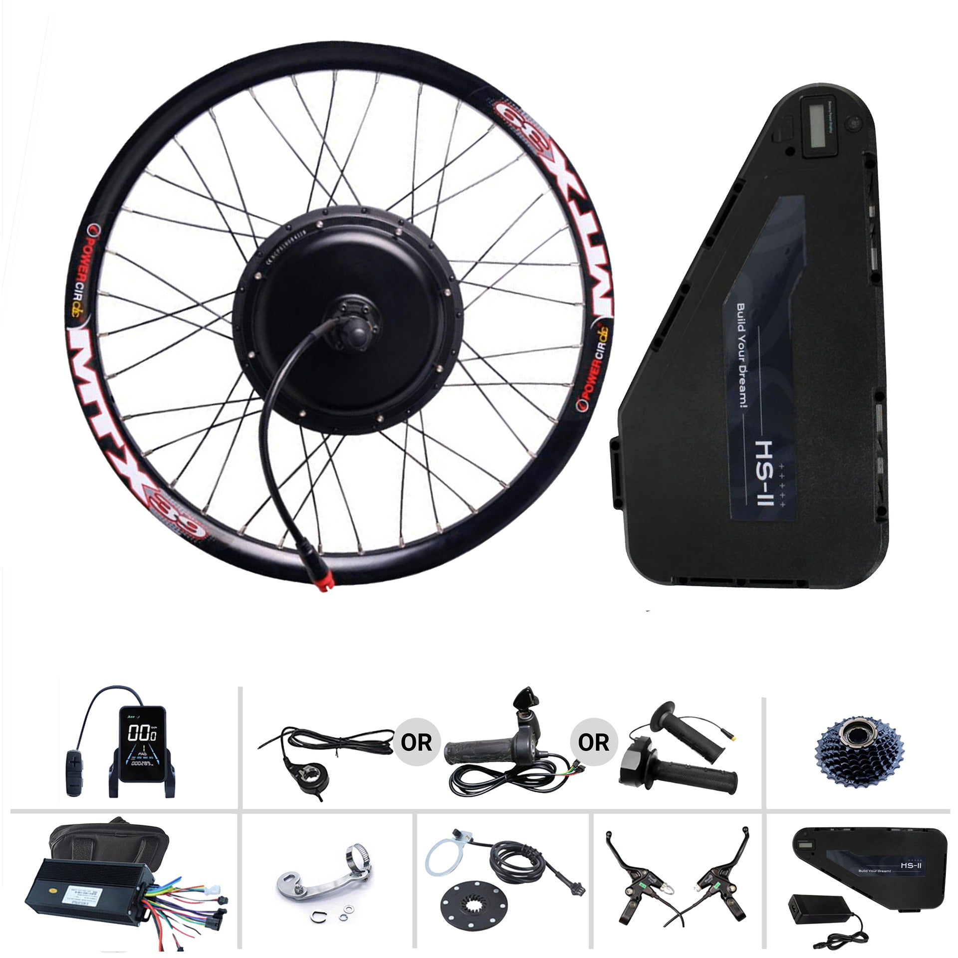 52V 2000W Full Ebike Conversion Kit with 30Ah Battery